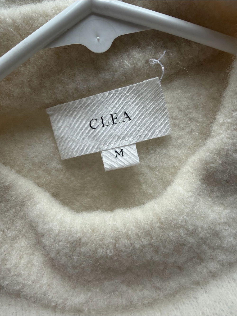 Clea “Alva” Boucle Cream Crewneck Sweater - Women's Cozy Pullover - Picture 6 of 7